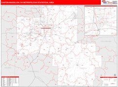 Canton-Massillon Metro Area Digital Map Red Line Style